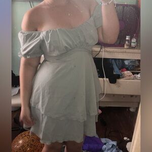 Elegant Off-Shoulder Sage Green Dress